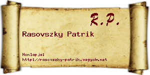 Rasovszky Patrik névjegykártya